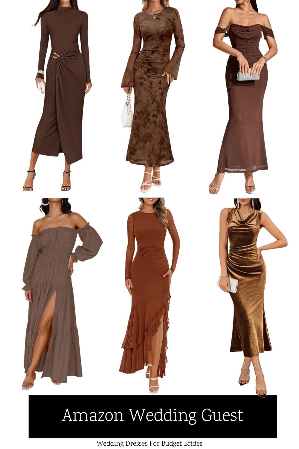 Affordable brown wedding guest dresses from Amazon.

#LTKSeasonal #LTKWedding
