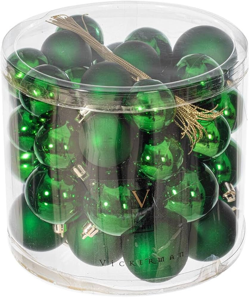 Vickerman Green Ornament Ball Set Shiny and Matte Finish, Includes 50 Per Box, 1.5 to 2-Inch Vari... | Amazon (US)