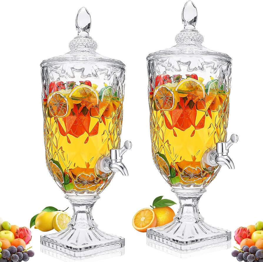 Nuogo 2 Pcs 0.8 Gallon Drink Dispensers for Parties Glass Beverage Dispenser with Stand and Spigo... | Amazon (US)
