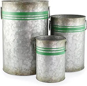 AuldHome Galvanized Greenery Buckets (Set of 3), Large, Medium, and Small Metal Farmhouse Decor G... | Amazon (US)