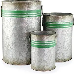 AuldHome Galvanized Greenery Buckets (Set of 3), Large, Medium, and Small Metal Farmhouse Decor G... | Amazon (US)
