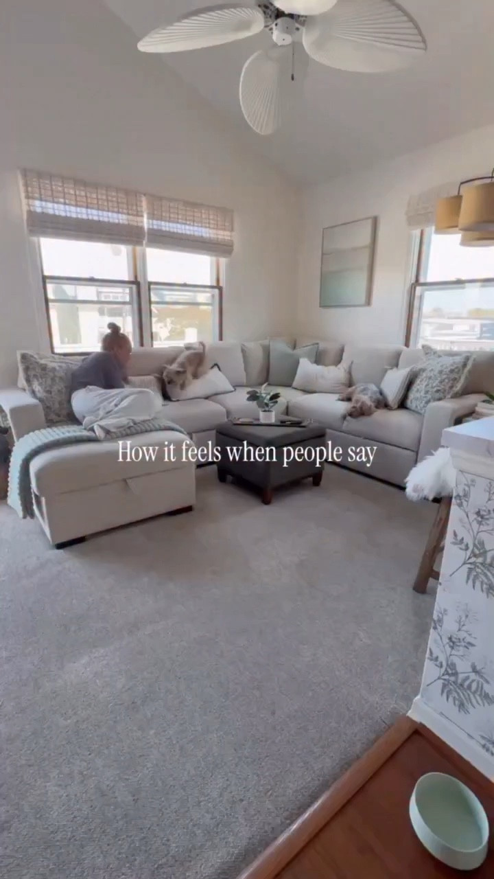 This couch has pockets 😂 The chaise and center piece open for storage. The short side pulls out to make a bed, the head rests flip down with cup holders and in case you needed more each arm has charging ports and shelves on the outside. They thought of it all!

I’m linking two buying options. One with white glove and one with entry delivery. Same couch from both places. I used white glove for mine and it took them about an hour!

#LTKHome