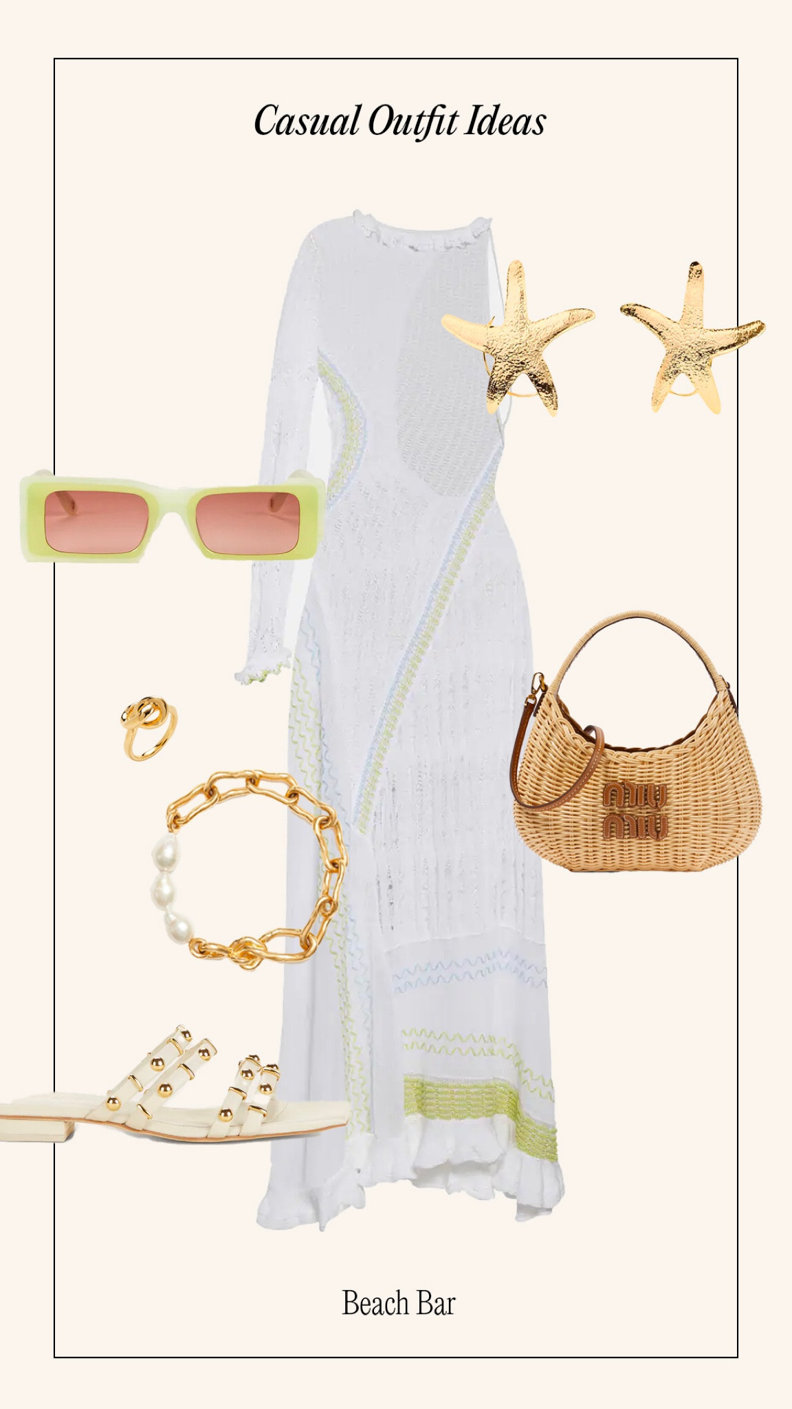 Outfit to wear the beach bar. 🐚Summer style, classic style, classy, old money, old money style, simple outfits ideas, simple fits, outfit inspo, outfit inspiration, aesthetic, aesthetic style, sofia riche, sophisticated outfit ideas, understated elegance, wicker bag, beach cover up, pearl jewelry, cult gaia. Virtual styling, personal stylist, online shopping, street style, stylist, outfit of the day, outfit planning, daily outfits, high street fashion, ltk. 

#LTKtravel #LTKstyletip #LTKFind