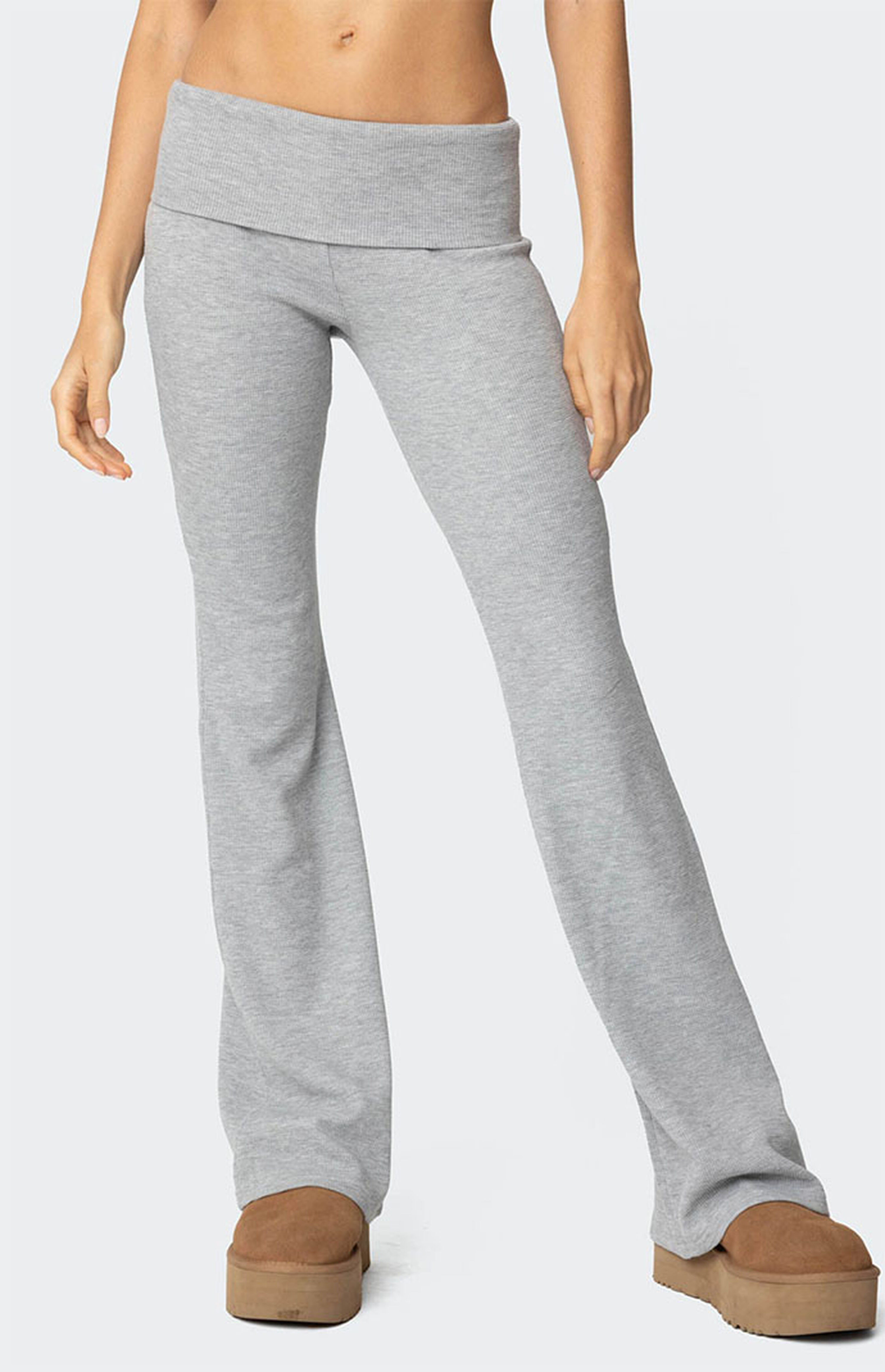 Edikted Sab Fold Over Waffle Knit Pants | PacSun