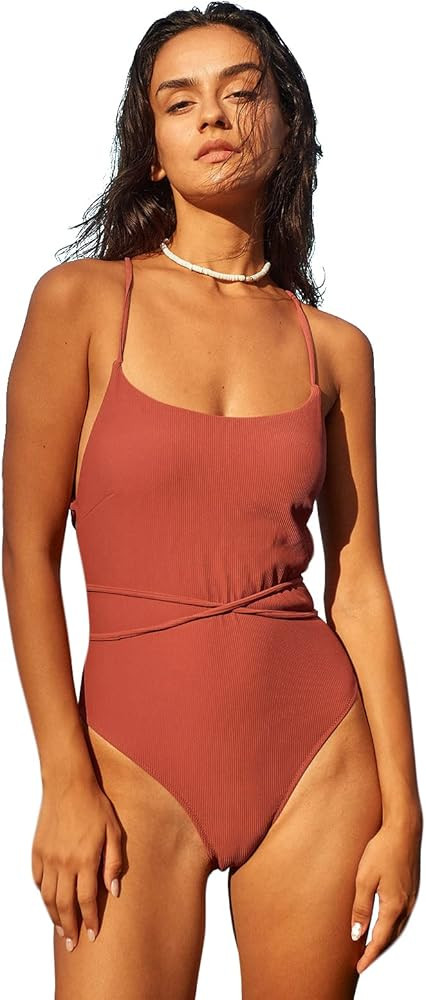 Women's Sexy Bathing Suits Criss Tie Backless High Cut One Piece Swimwear | Amazon (US)