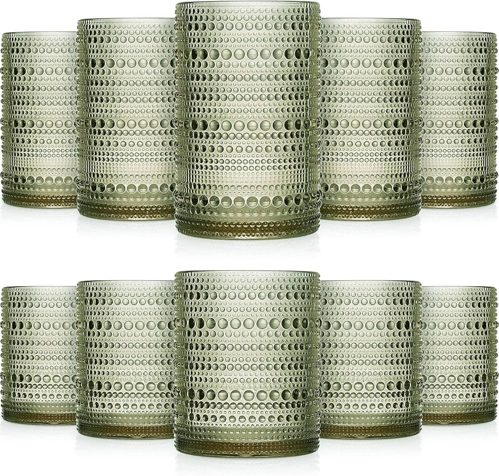 Foaincore Hobnail Drinking Glasses Set Vintage Glassware Old Fashioned Beverage Glasses Highball ... | Amazon (US)