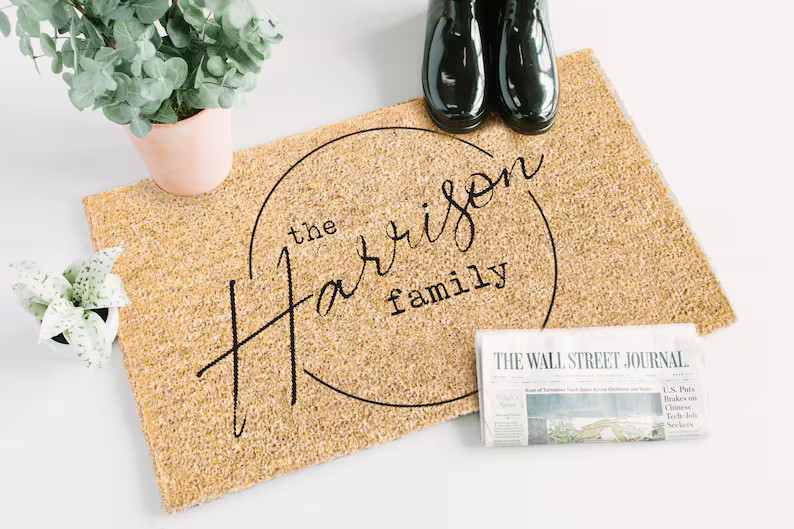 Personalized Family Circle Flocked Coir Doormat Custom | Etsy | Etsy (US)