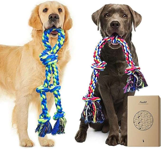 Feeko Heavy Duty Dog Rope Toys for Large Breed Aggressive Chewers, 2 Pack Indestructible Teeth Cl... | Amazon (US)