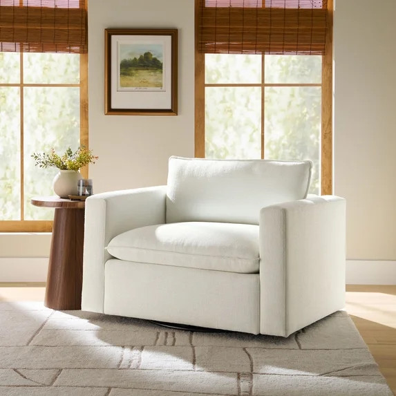 Better Homes & Gardens Weston Cloud Swivel Accent Chair, White | Walmart (US)