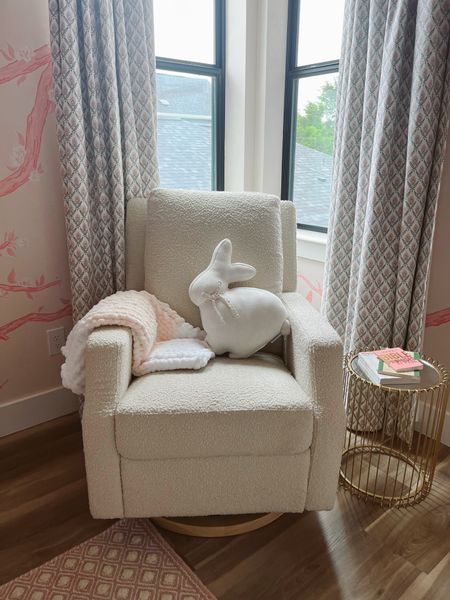 Our nursery chair! This is a babyletto dupe and it is so comfy. 

Nursery decor. Nursery room. Baby girl. Nursery reveal. Boucle chair. Swivel recliner chair. Home decor. Target home. Namesake. Babyletto. 

#LTKbaby #LTKhome