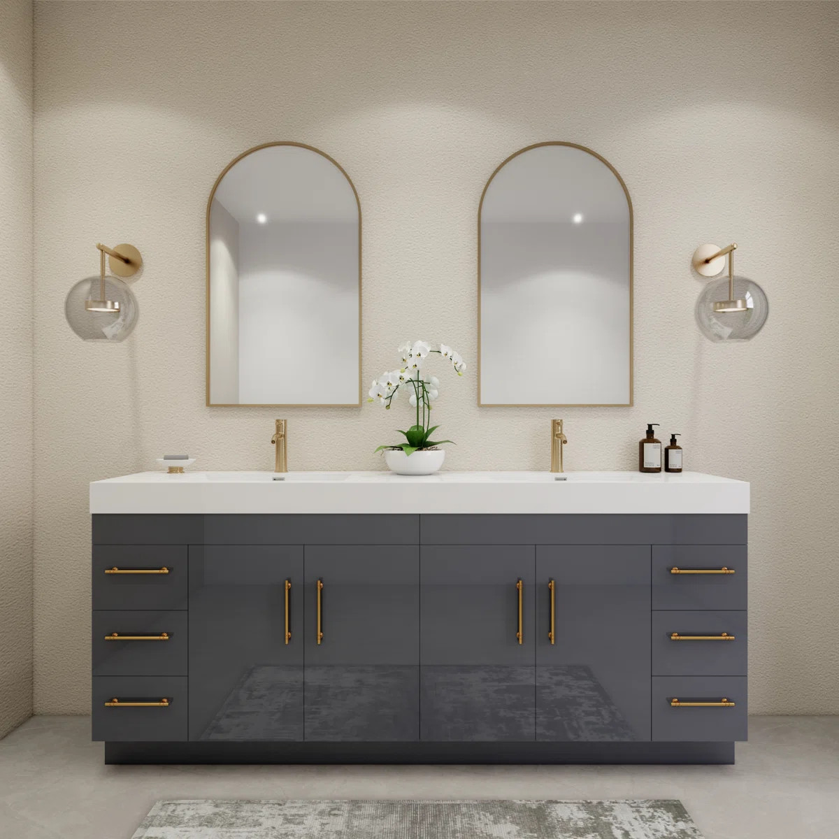 84" Double Bathroom Vanity Set with Drawers and Doors | Wayfair North America