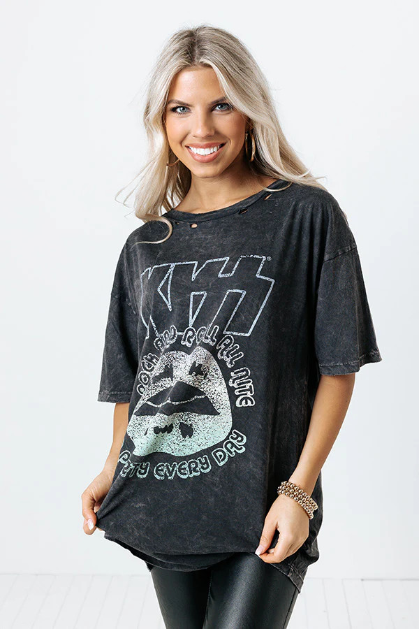 Kiss Rock And Roll Distressed Graphic Tee | Impressions Online Boutique