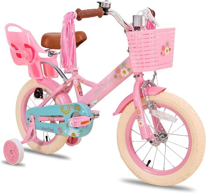 JOYSTAR Little Daisy Kids Bike for 2-7 Years Girls with Training Wheels & Front Handbrake 12 14 1... | Amazon (US)