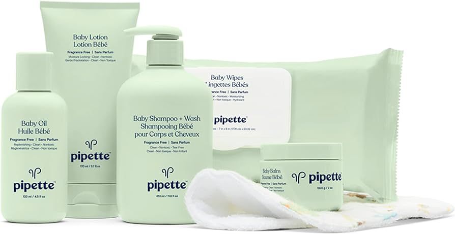 Pipette Baby Essentials Kit - Gender Neutral Baby Gift Set, Hypoallergenic, Petroleum & Fragrance... | Amazon (US)