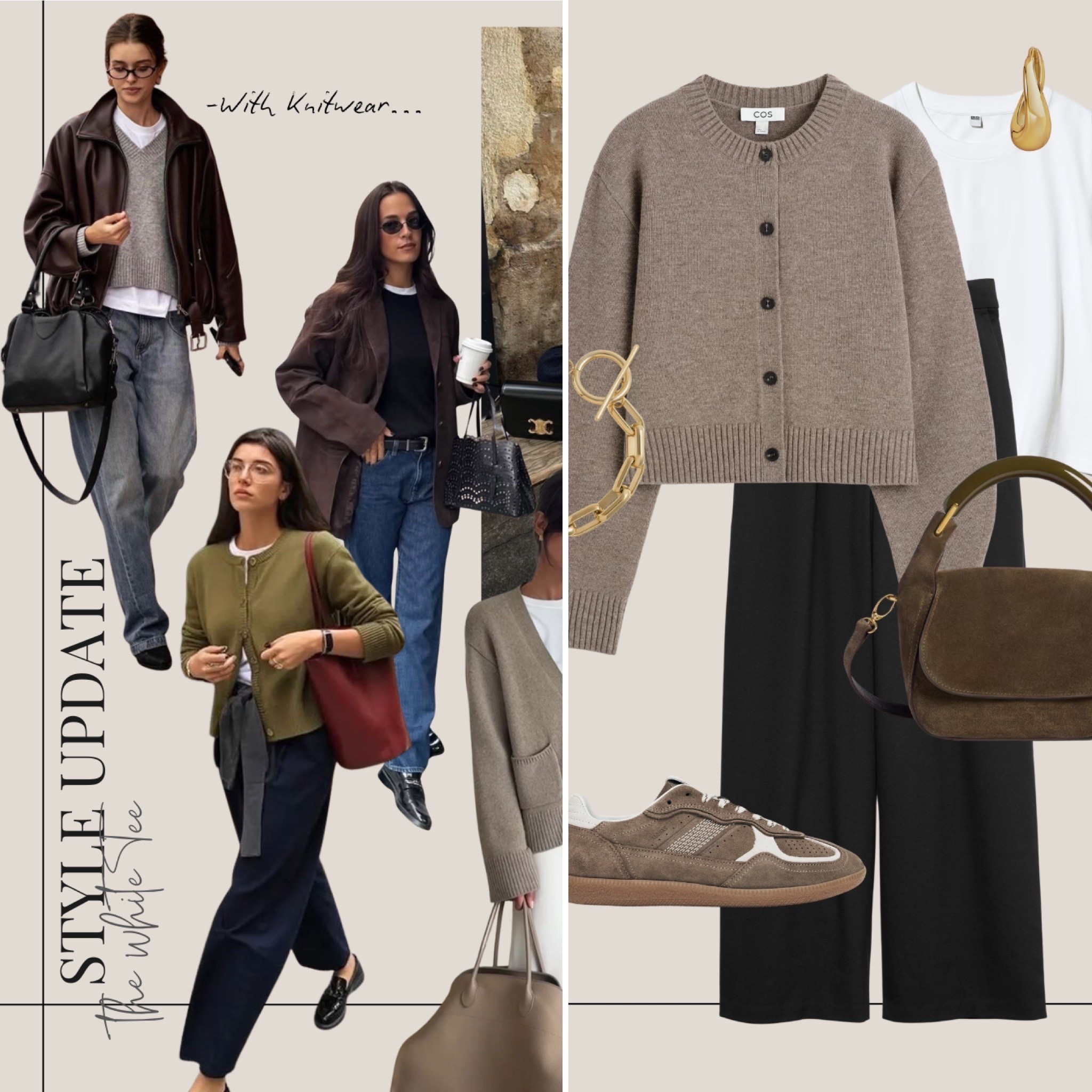 White t shirt outfits with knitwear 

Casual outfits 
Cos 
M&S 

#LTKspring #LTKSeasonal #LTKWorkwear