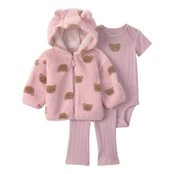 Carter's Child of Mine Baby Girl Cardigan Outfit Set, 3-Piece, Sizes 0/3-24 Months | Walmart (US)