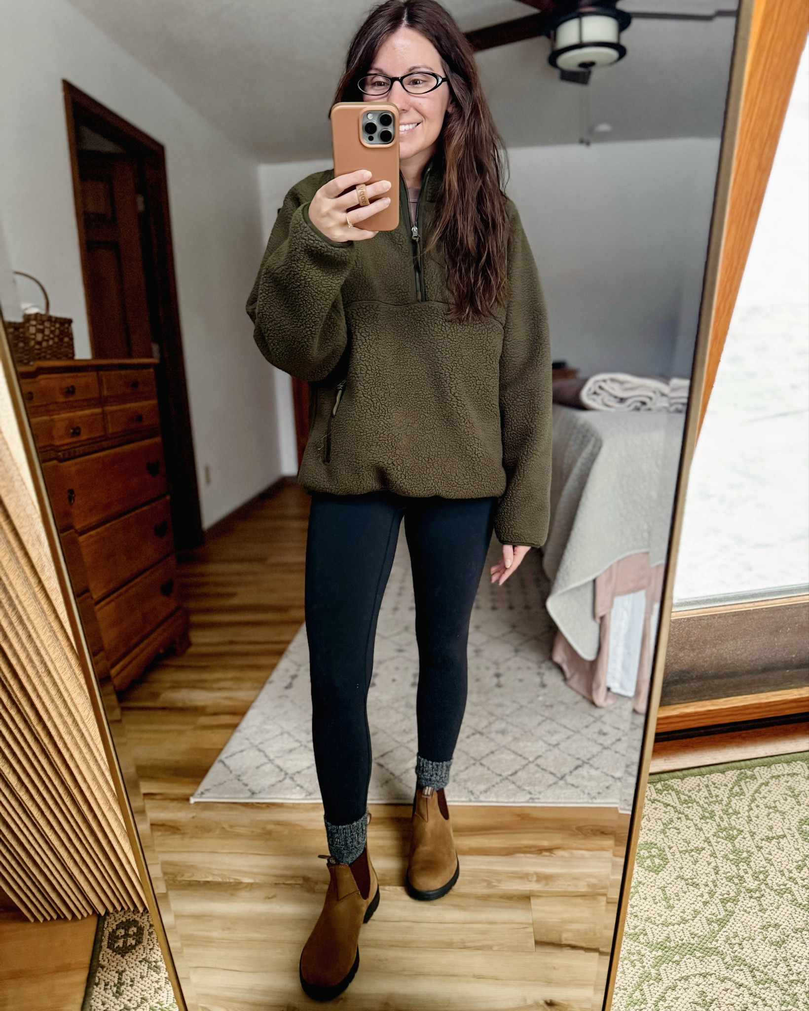 Wearing small in my tee, small in my sherpa pullover and xs in my leggings. My blundstone boots are 6.5 (I sized up a 1/2 size). 

#LTKgrwm #LTKFindsUnder50 #LTKSeasonal