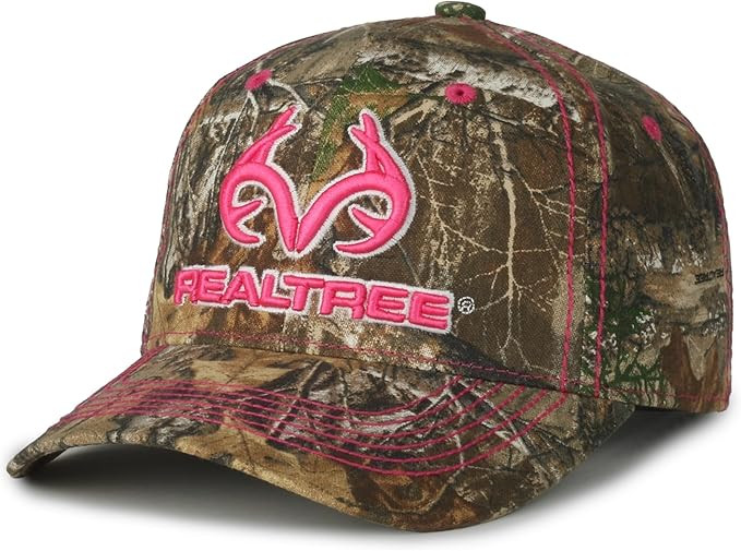 Realtree 3D Pink Antler Logo Hunting Camo Cap Hat Visor, RT Edge, Ladies Fit, Mid Profile Structu... | Amazon (US)