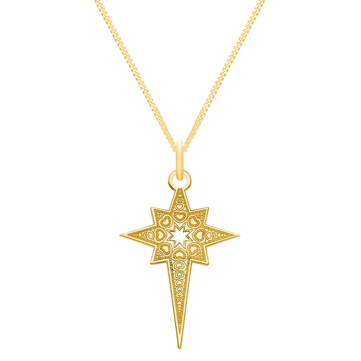 Medium 9ct Gold North Star Pendant Necklace | Wolf & Badger