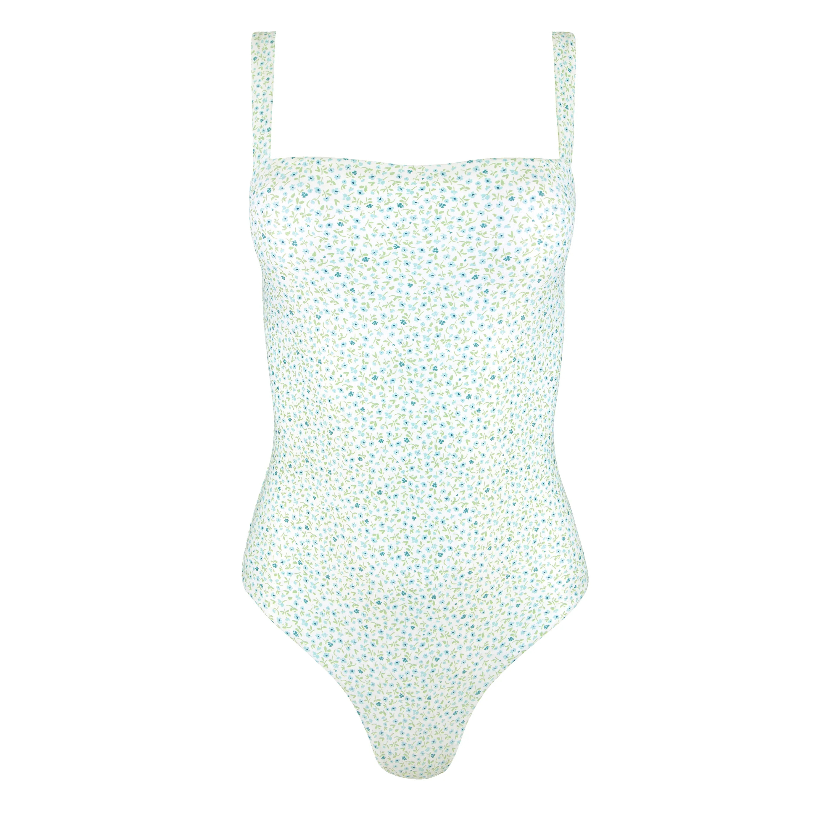 women's hibiscus ditsy simple neckline one piece | minnow