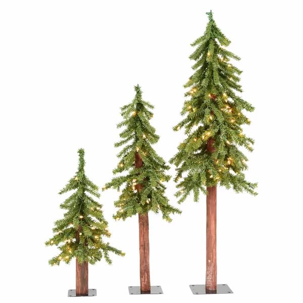 Natural Alpine Lighted Artificial Pine Christmas Tree | Wayfair North America