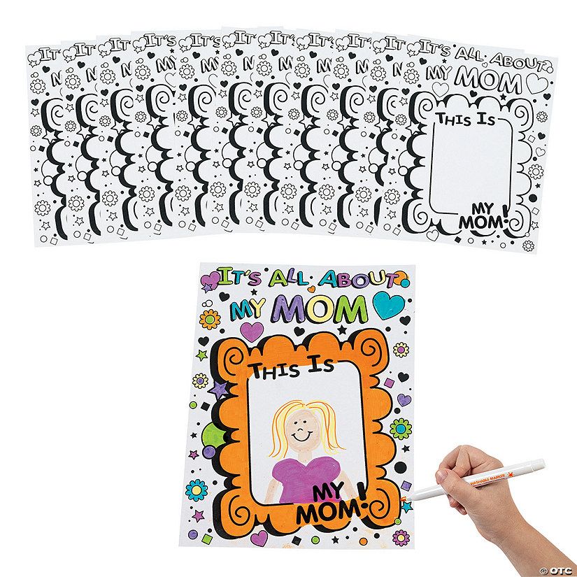 Color Your Own It’s All About My Mom Giant Mother’s Day Cards - 12 Pc. | Oriental Trading Company