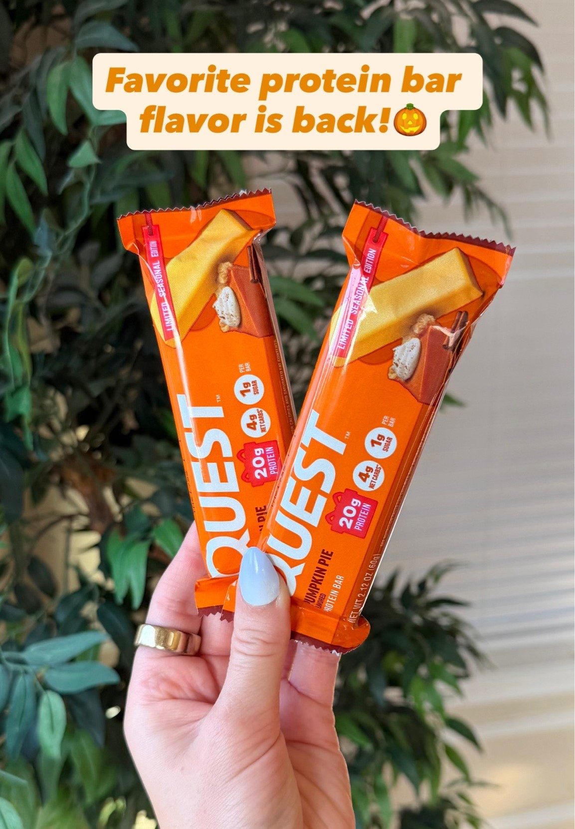 Pumpkin pie protein bar. Quest protein bars. Seasonal snacks. Seasonal food. Healthy snacks. Snack ideas.

#LTKSeasonal #LTKfoodie