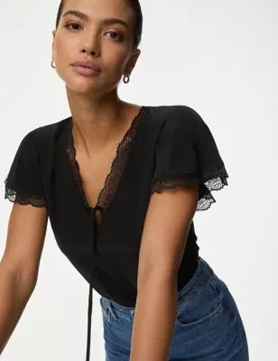 V-Neck Frill Detail Top | Marks & Spencer (UK)