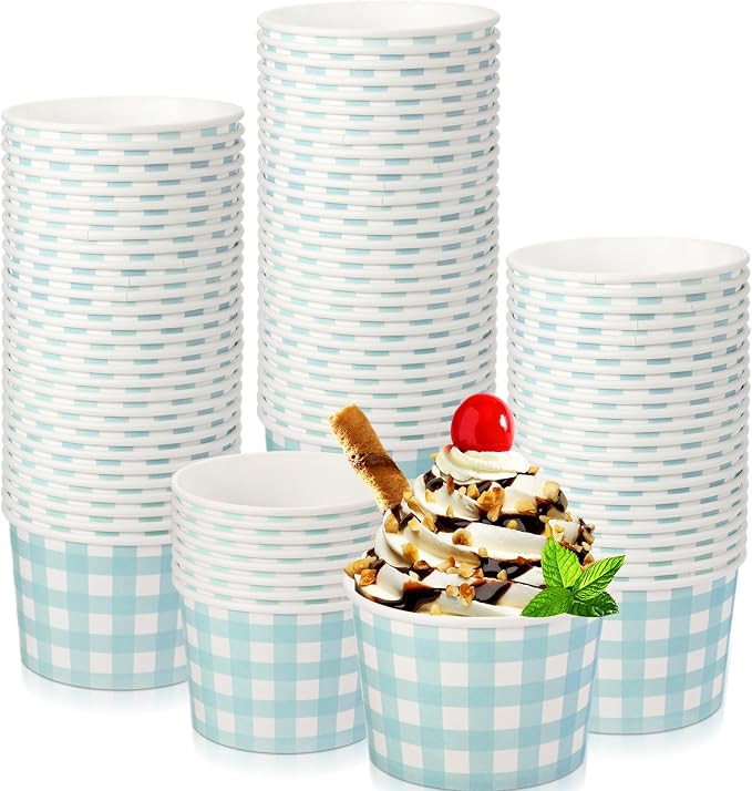 Sieral 50 Pack 9 oz Gingham Ice Cream Paper Cups Bowls Disposable Picnic Dessert Buffalo Plaid Sn... | Amazon (US)