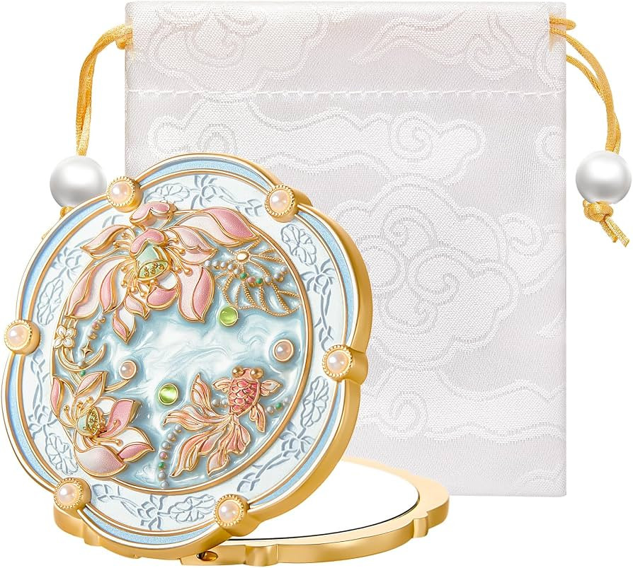 Lotus Bloom Espejo compacto, peque\u00f1o espejo de maquillaje con aumento 2X para bolsillo de bo... | Amazon (US)
