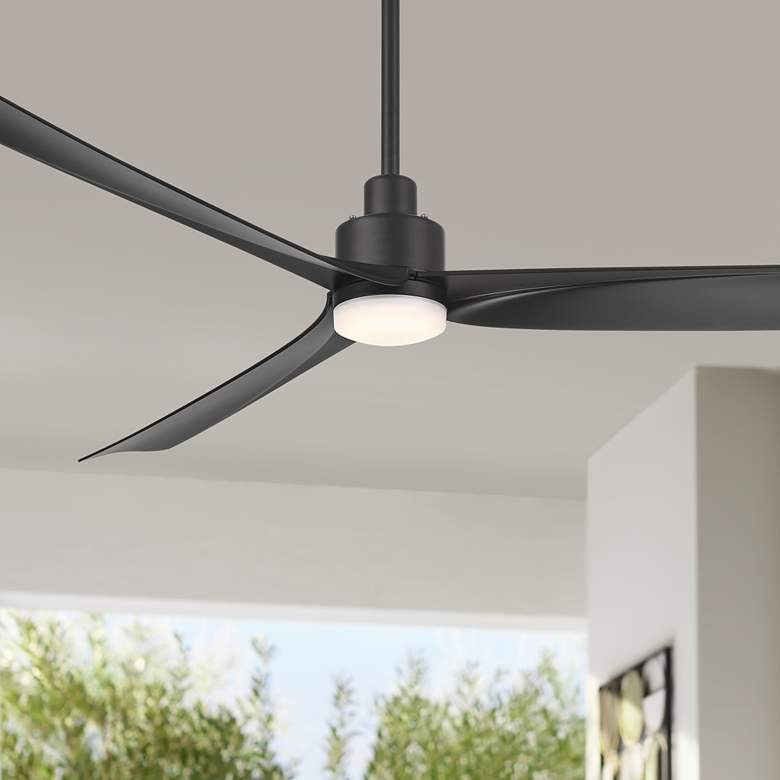 60" Casa Vieja Sailplane Matte Black Damp LED Ceiling Fan with Remote | Lamps Plus