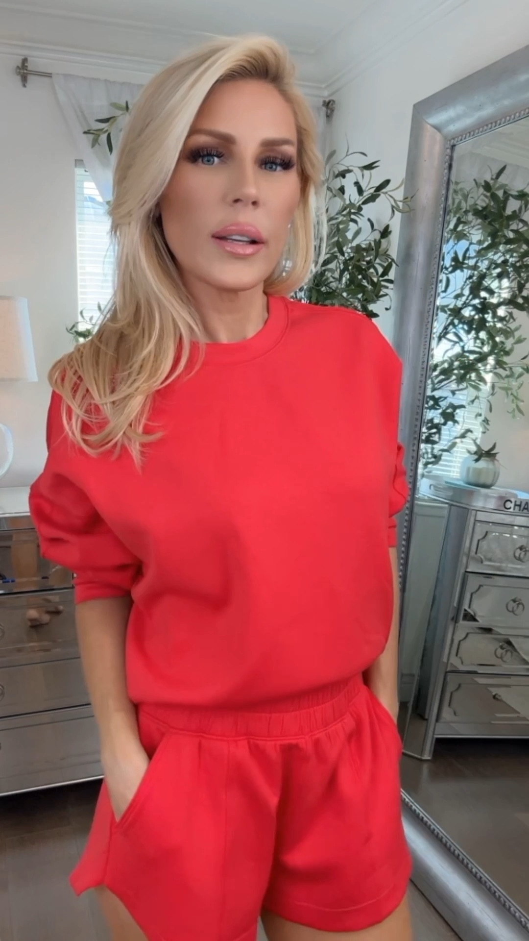 This set is on SALE! 📣🚨 

I love this set, because the material is so soft and plush, and it’s a perfect little set for summer! Its lightweight material is great for summer nights + it’s easy to pack! I love the little cutout details on the shorts and that it has an elastic band at the top! They are high waisted too so you can wear with a bathing suit top and cover your waist if you wanted! 🙌🏻 

I got it in a size medium only because I like my shorts and sweaters to be a little bit bigger (normal size is a small) but it fit just great for my liking in the medium. 👍🏻 and I’m 5’6 

Get it while it’s still on sale! 🙌🏻❤️ 

Xo
G 