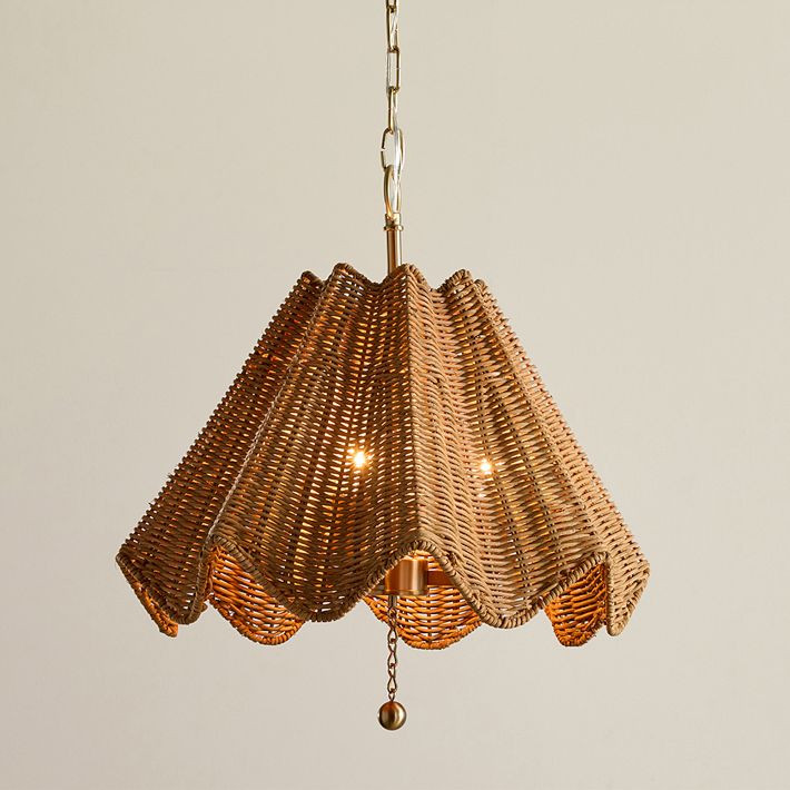 Chris Loves Julia Ruffle Rattan Chandelier (16") | Pottery Barn Teen