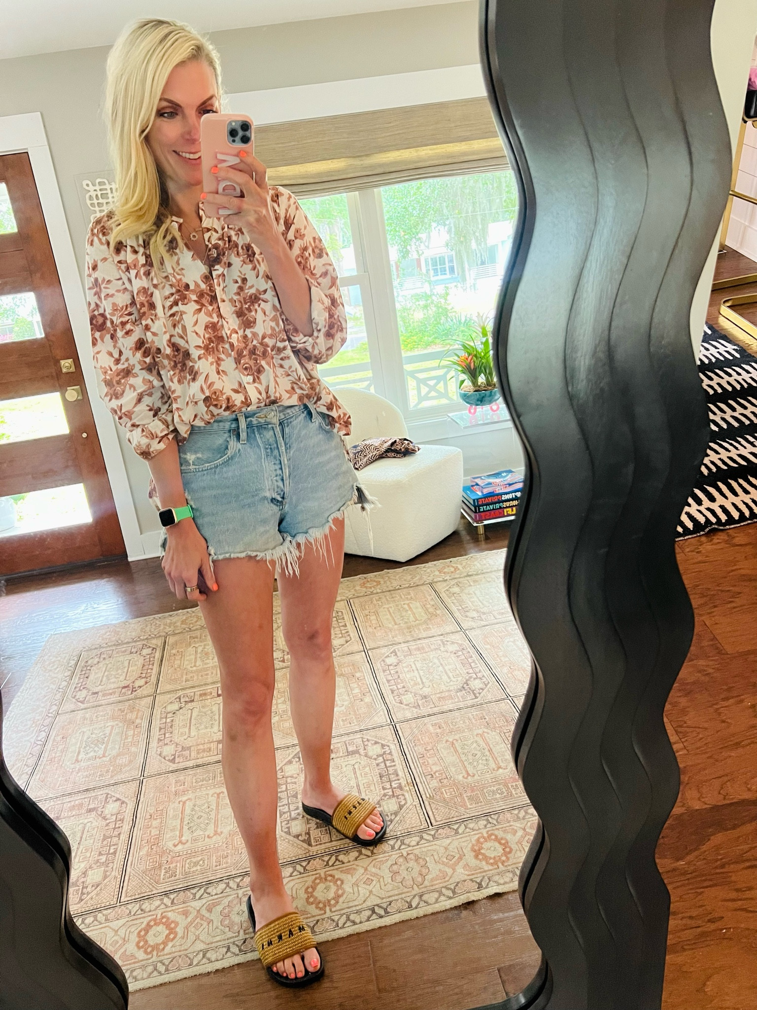 Wearing small in blouse 