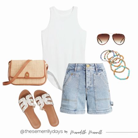 Summer outfit • outfit idea • straw bag • slide sandals 

#LTKunder50 #LTKshoecrush #LTKunder100