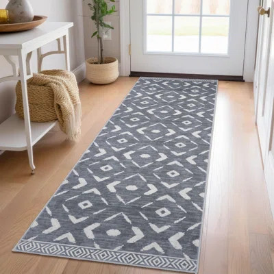 Boho Kitchen Runner Rug Hallway Runner Rug Washable Runner Rug Non Slip Distressed Laundry Room Rug, 2X6 Dark Grey | Wayfair North America