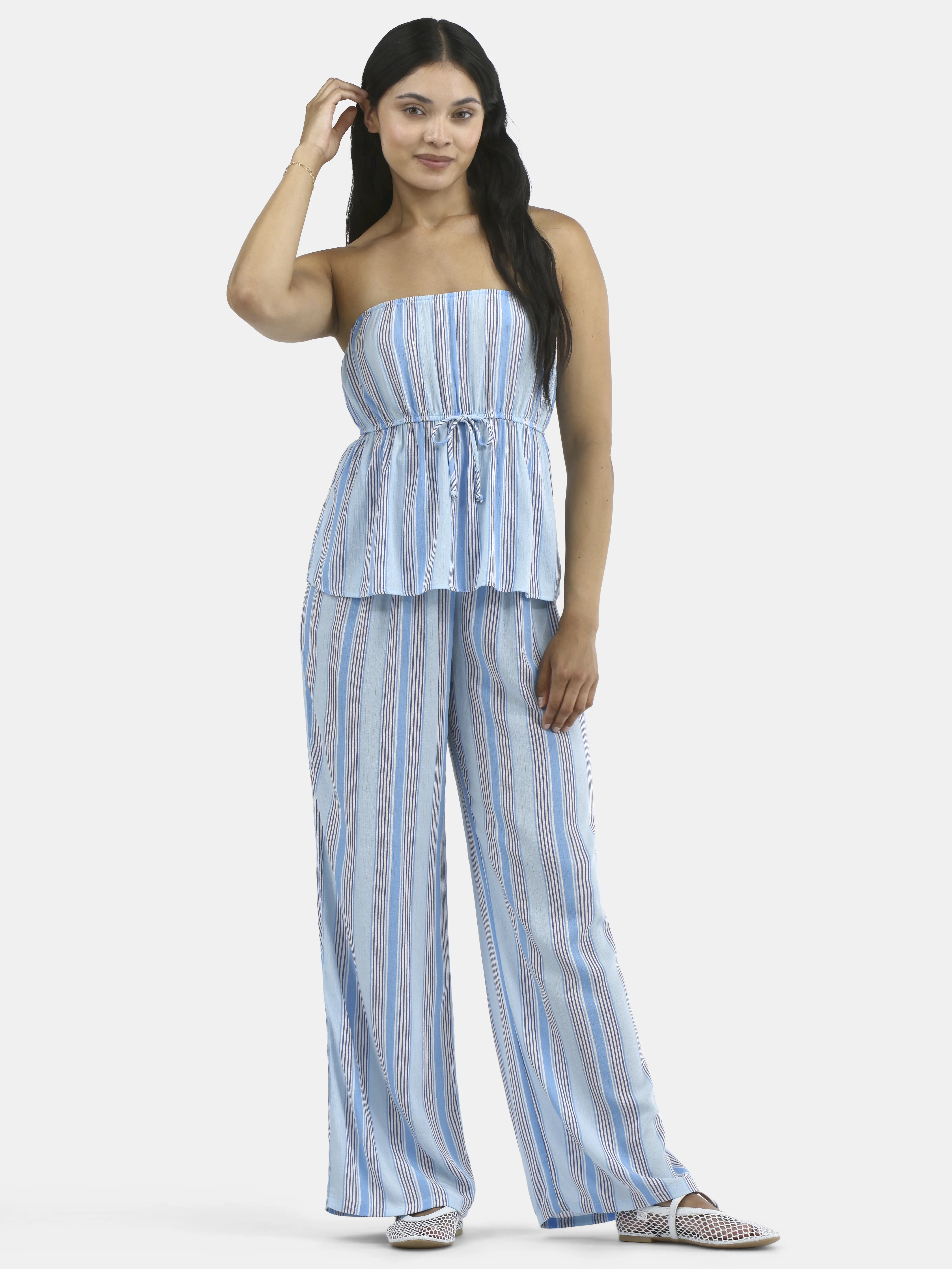No Boundaries Tube Top and Palazzo Pants Set, 2-Piece, Women's | Walmart (US)