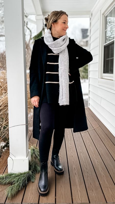 Small coat and sweater
Medium leggings
Tts Chelsea boots that are weatherproof!


#LTKfindsunder50 #LTKstyletip #LTKworkwear