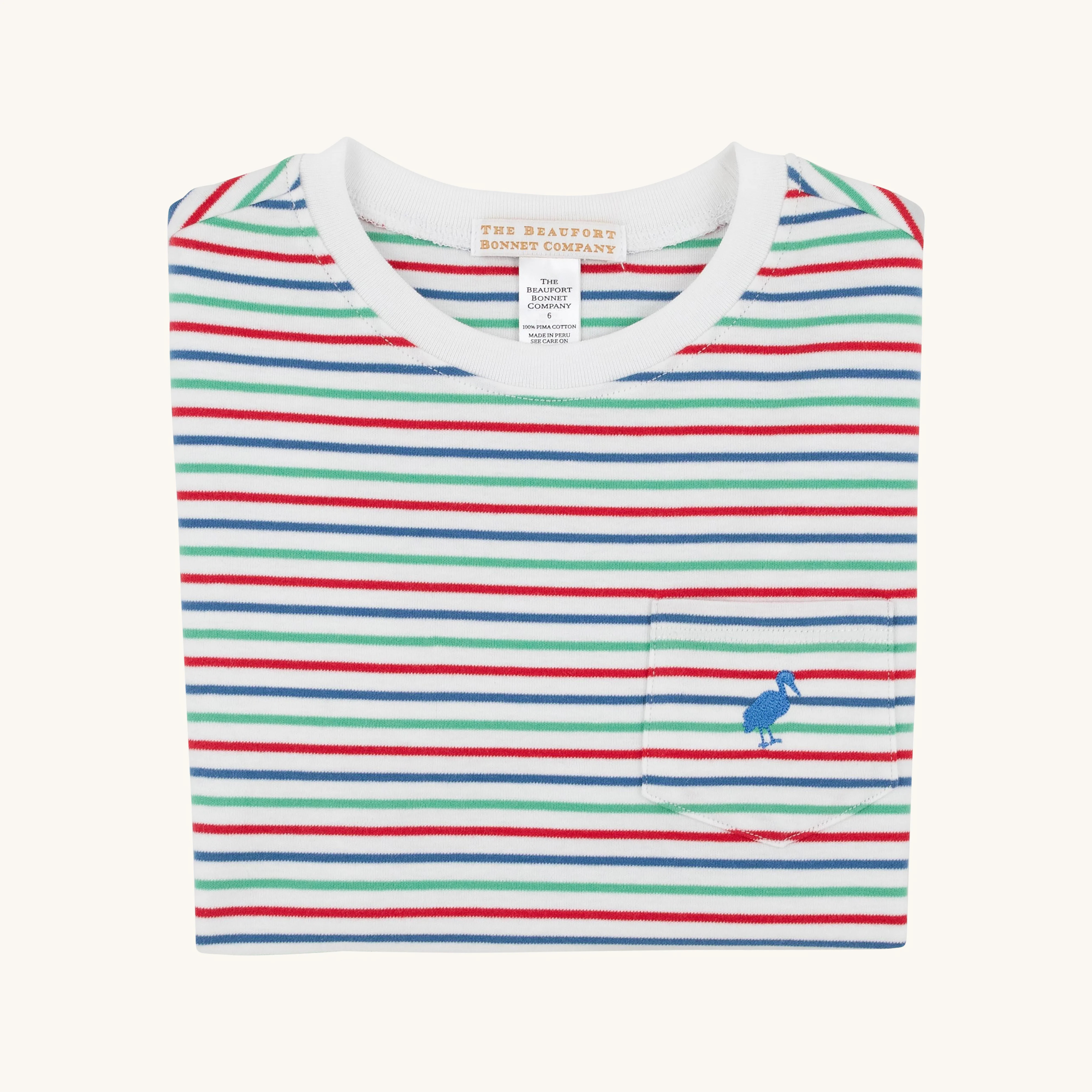 Carter Crewneck - Simsbury Stripe with Wood Boat Blue Stork | The Beaufort Bonnet Company