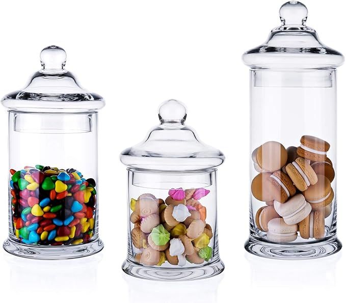 Diamond Star Set of 3 Clear Glass Apothecary Jars Elegant Storage Jar with Lid, Decorative Weddin... | Amazon (US)