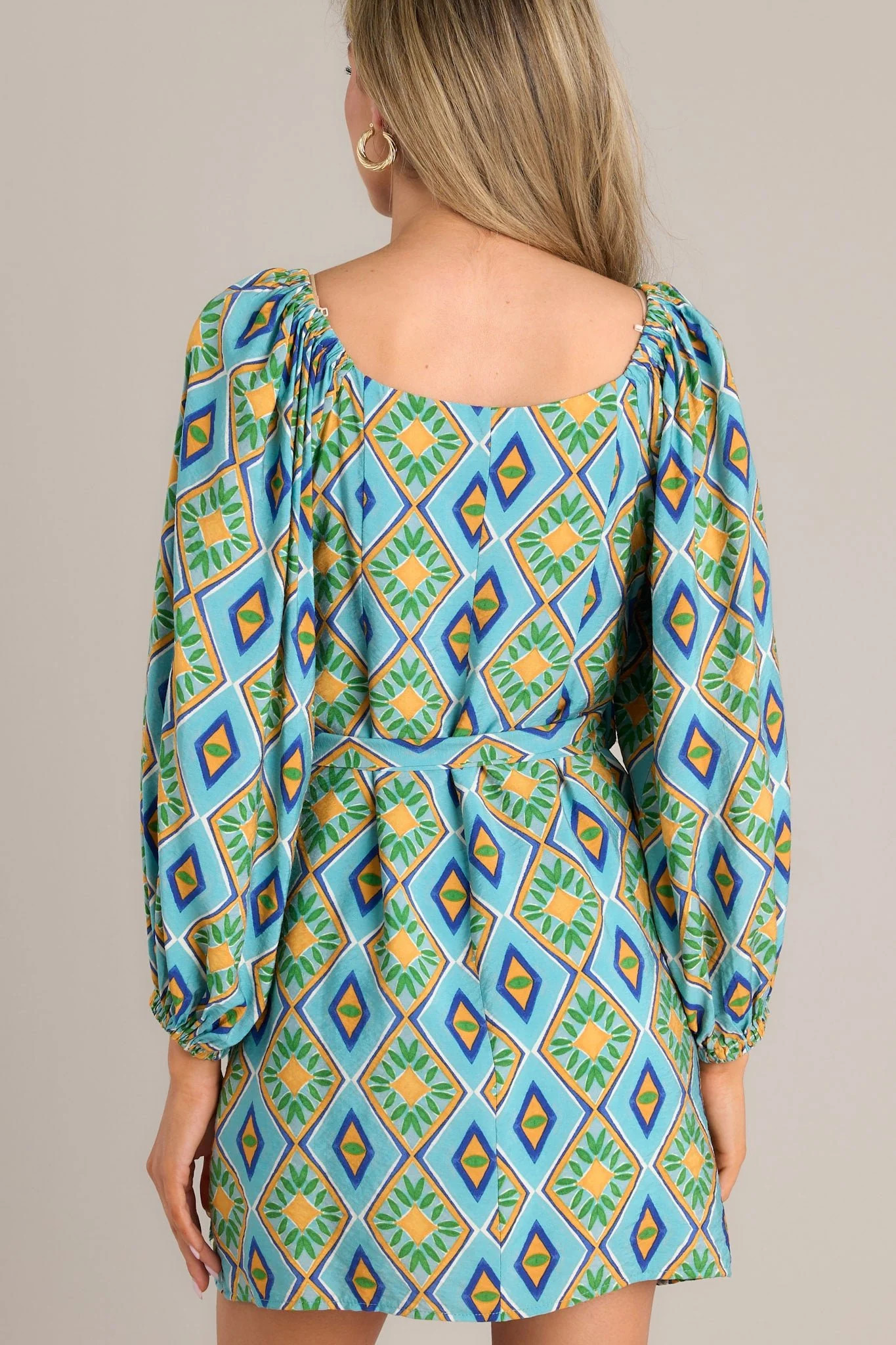Life's Gifts Turquoise Multi Print Mini Wrap Dress | Red Dress