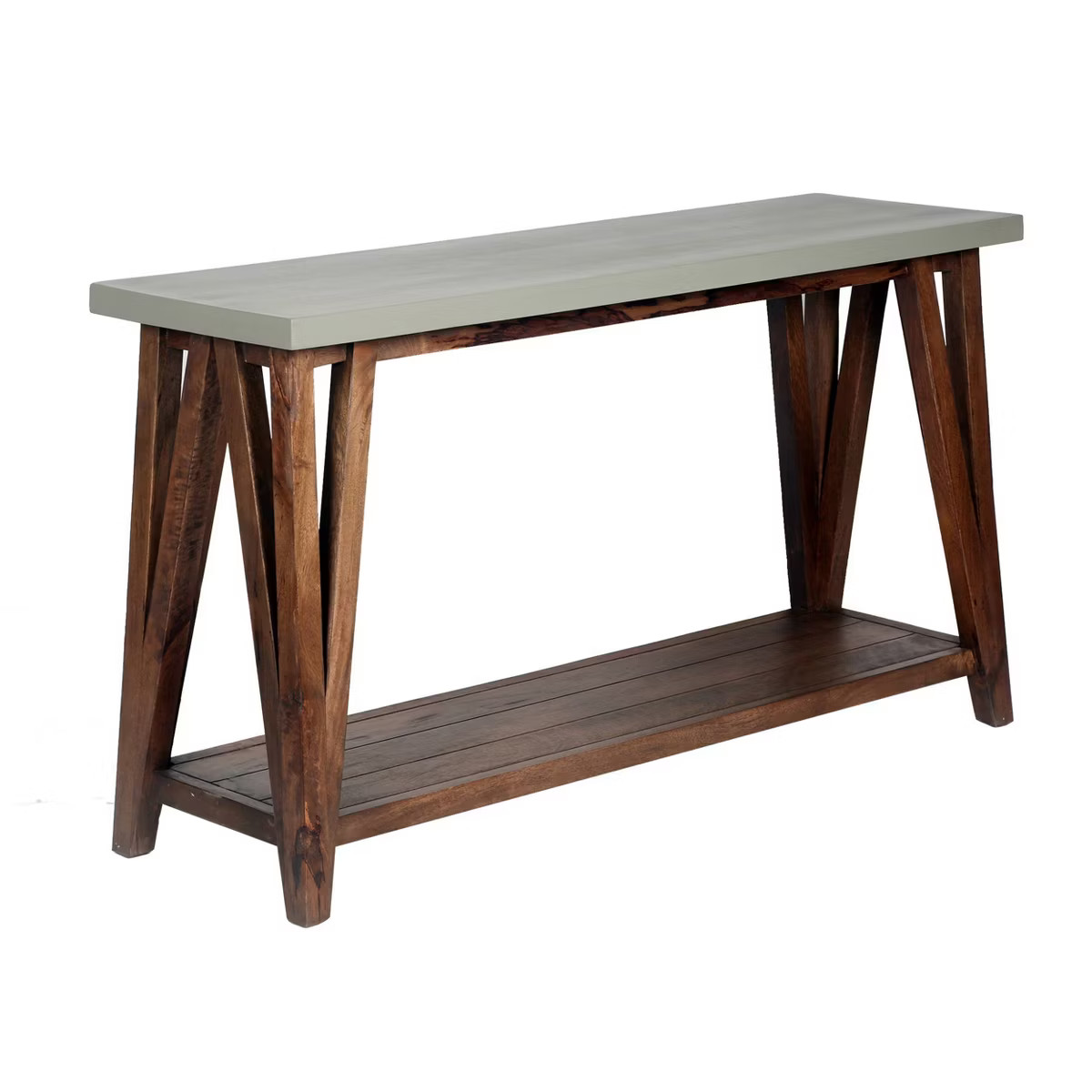 52" Brookside Console Media Table Concrete Coated Top and Wood Light Gray/Brown - Alaterre Furnit... | Target