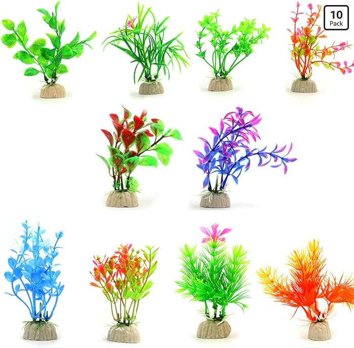 COMSUN 10 Pack Artificial Aquarium Plants, Small Size 4 to 4.5 inch Approximate Height Fish Tank ... | Amazon (US)