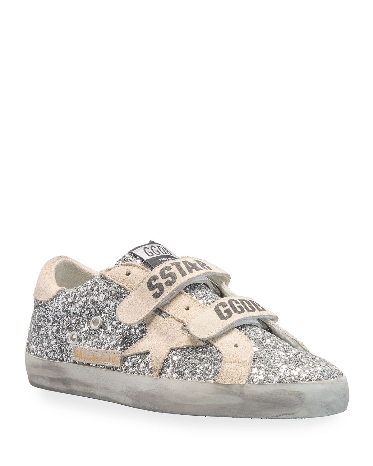 Old School Glitter Grip-Strap Sneakers | Neiman Marcus