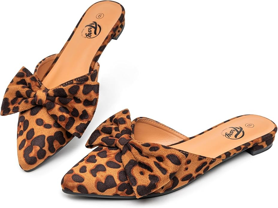 Trary Women's Black Bow Pointed Toe Mules, Modern Mule, Size 5 | Amazon (US)