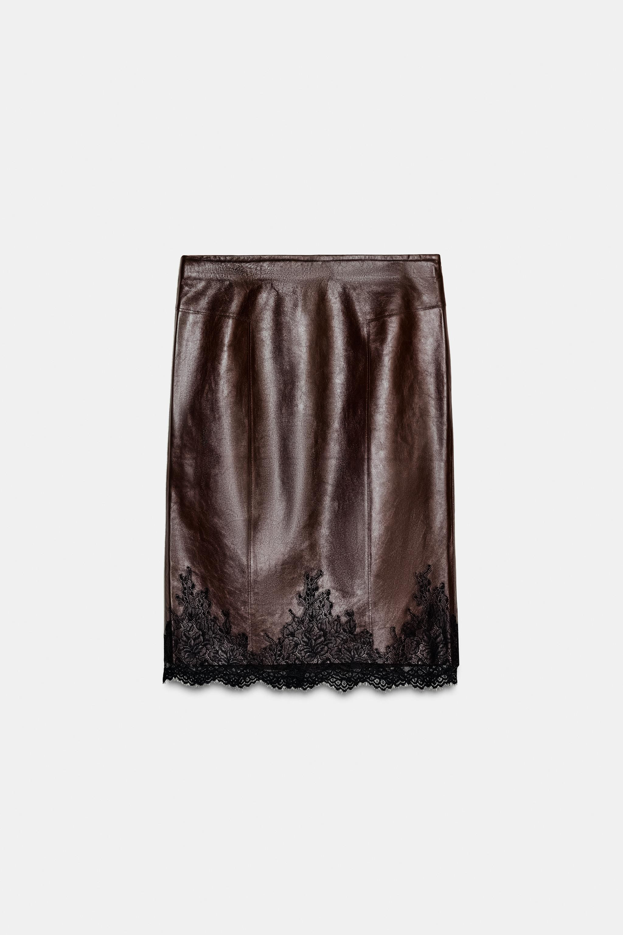 LEATHER LACE SKIRT ZW COLLECTION LIMITED EDITION | Zara UK