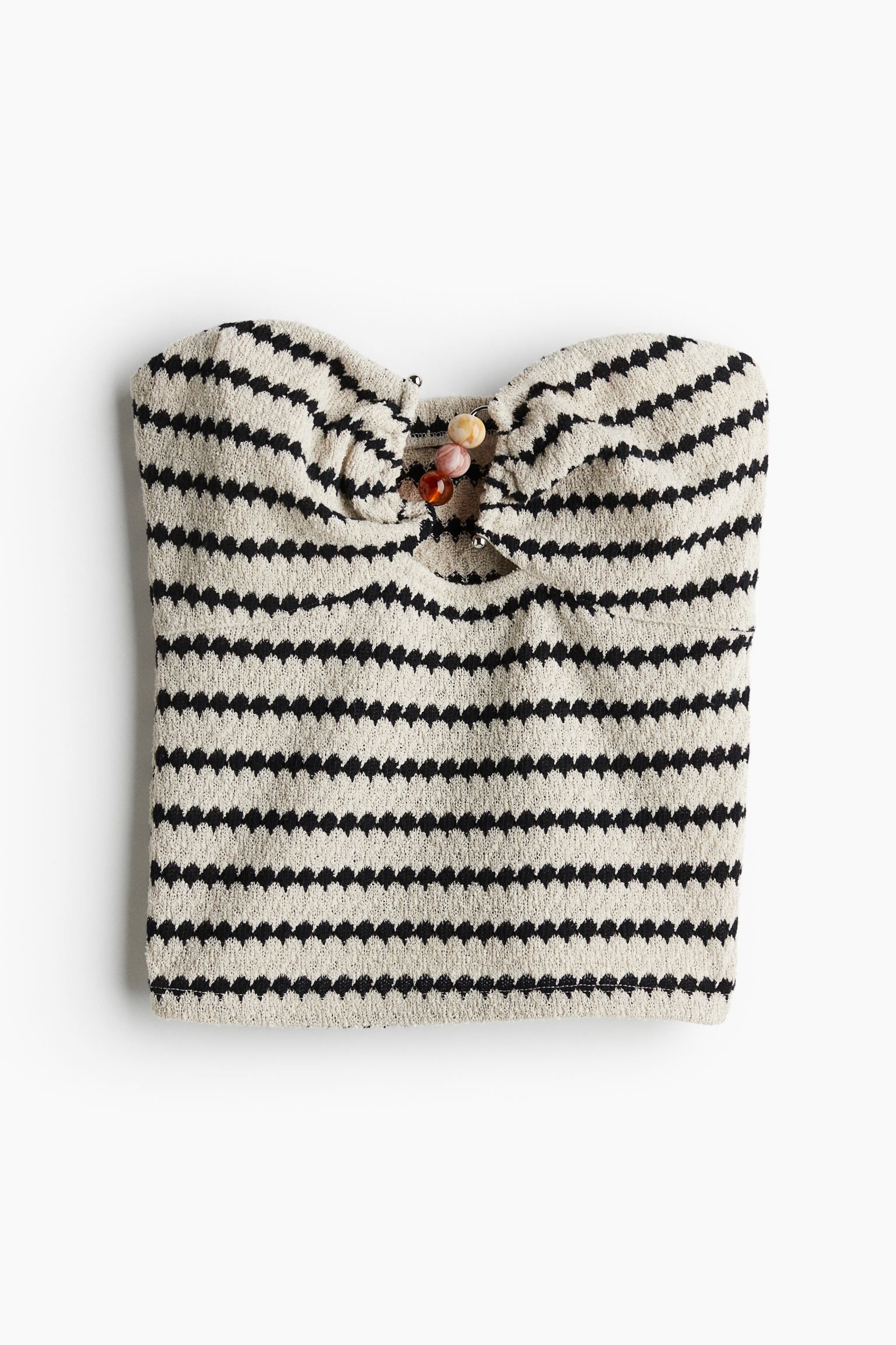 Bead-detail Textured-knit Tube Top - Light beige - Ladies | H&M US | H&M (US + CA)