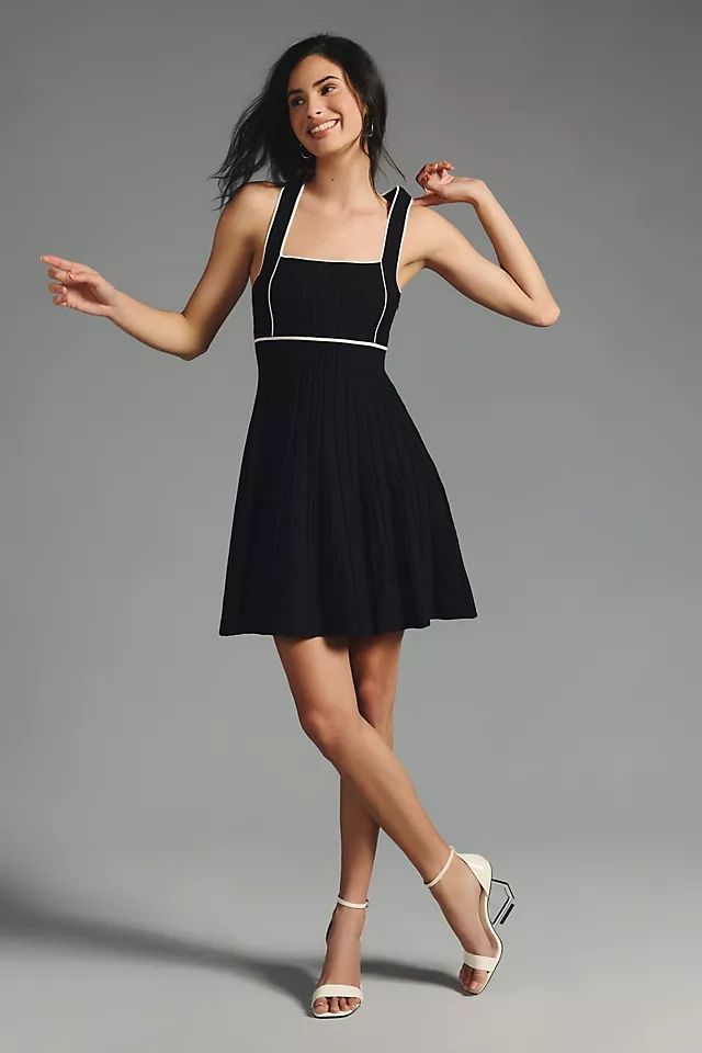 By Anthropologie Square-Neck Pleated Mini Dress | Anthropologie (US)
