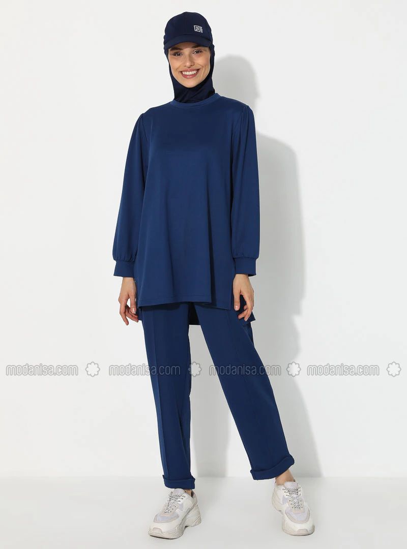 Indigo - Crew neck - Tracksuit Set | Modanisa (US)