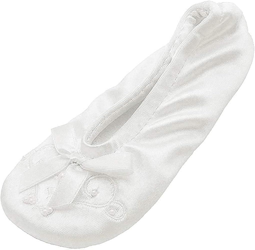 isotoner Girl's Satin Ballerina with Embroidered Pearl | Amazon (US)